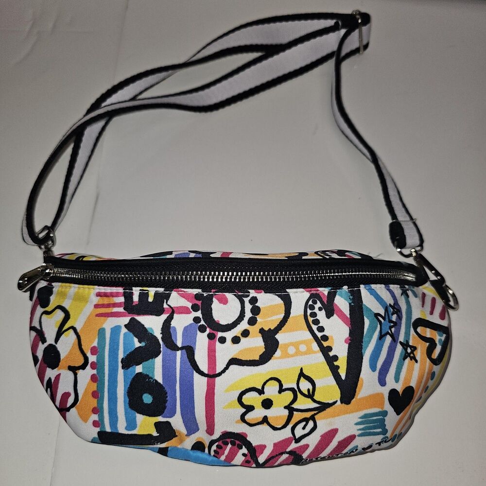 Brighton Graffiti Love Crossbody Belt Bag Multicolor Graffiti Floral Print Zip